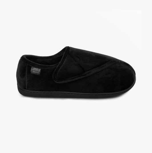 Totes Isotoner VELOUR CLOSED BACK Mens Slippers Black