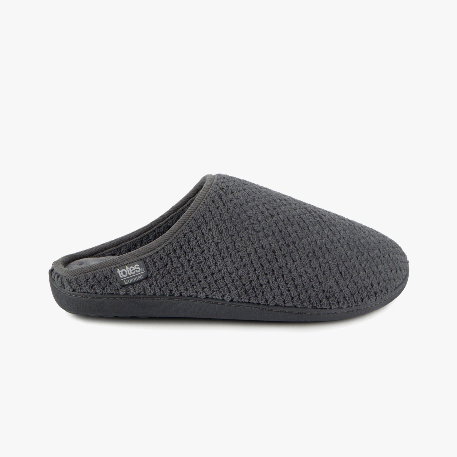 Totes Isotoner SWEPT BACK POPCORN MULE Mens Mule Slippers Grey