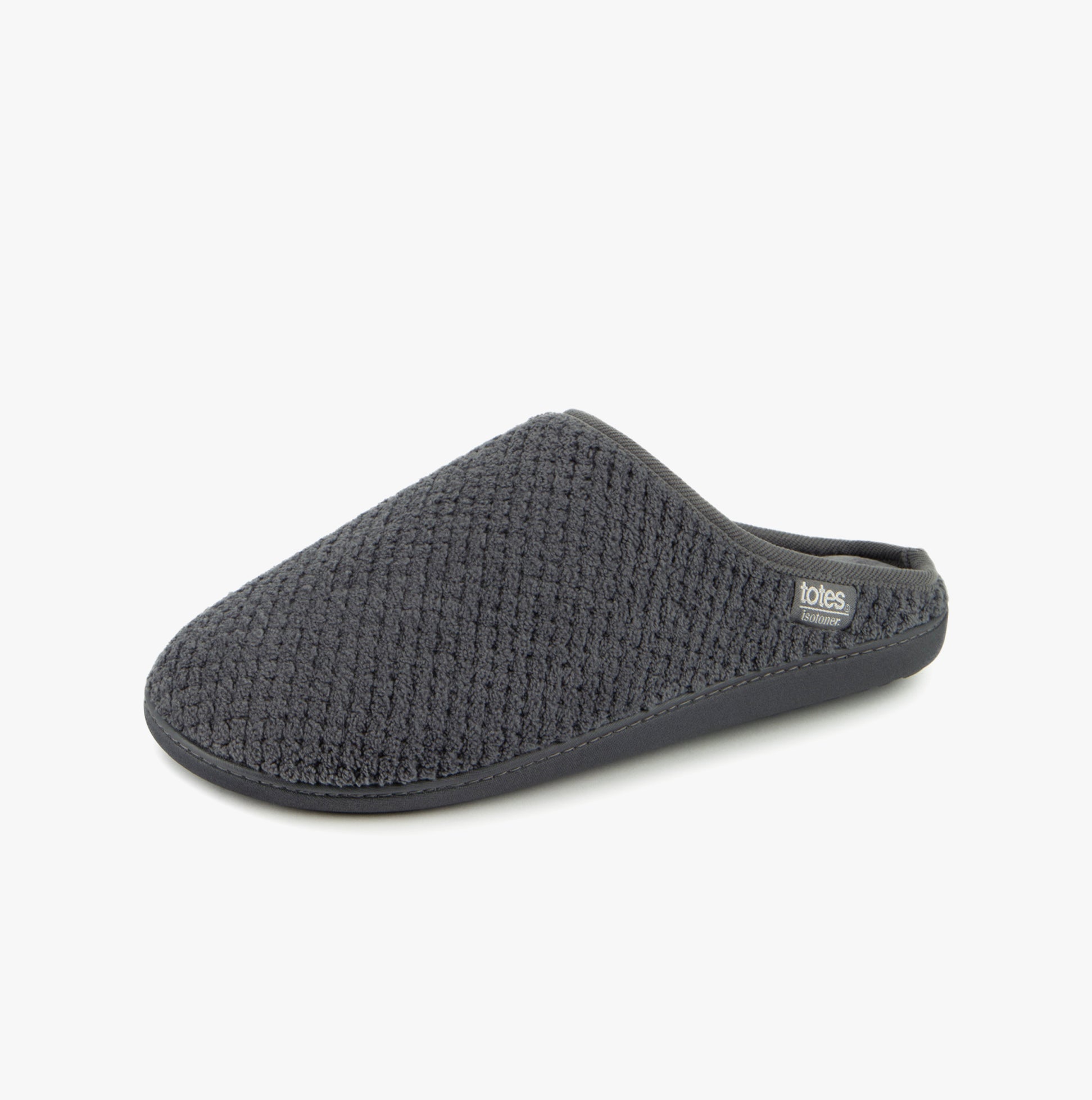 Totes Isotoner SWEPT BACK POPCORN MULE Mens Mule Slippers Grey