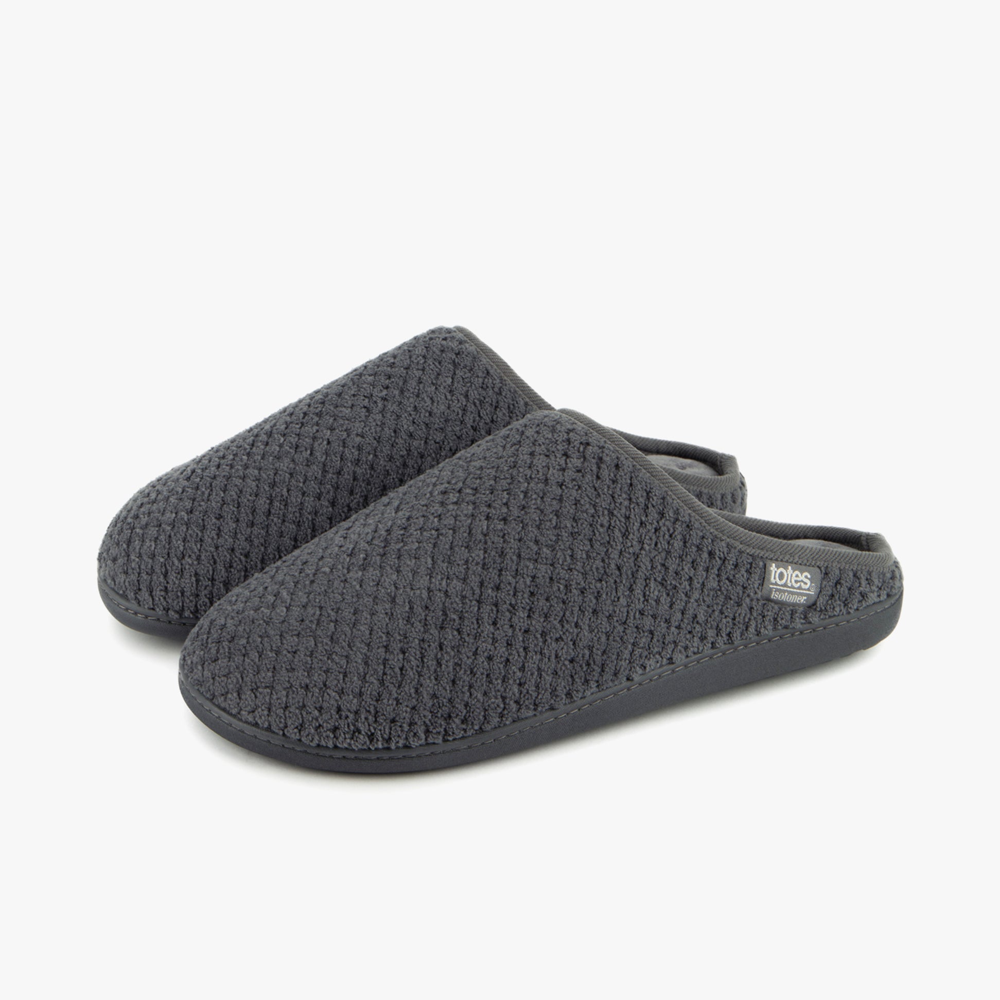 Totes Isotoner SWEPT BACK POPCORN MULE Mens Mule Slippers Grey