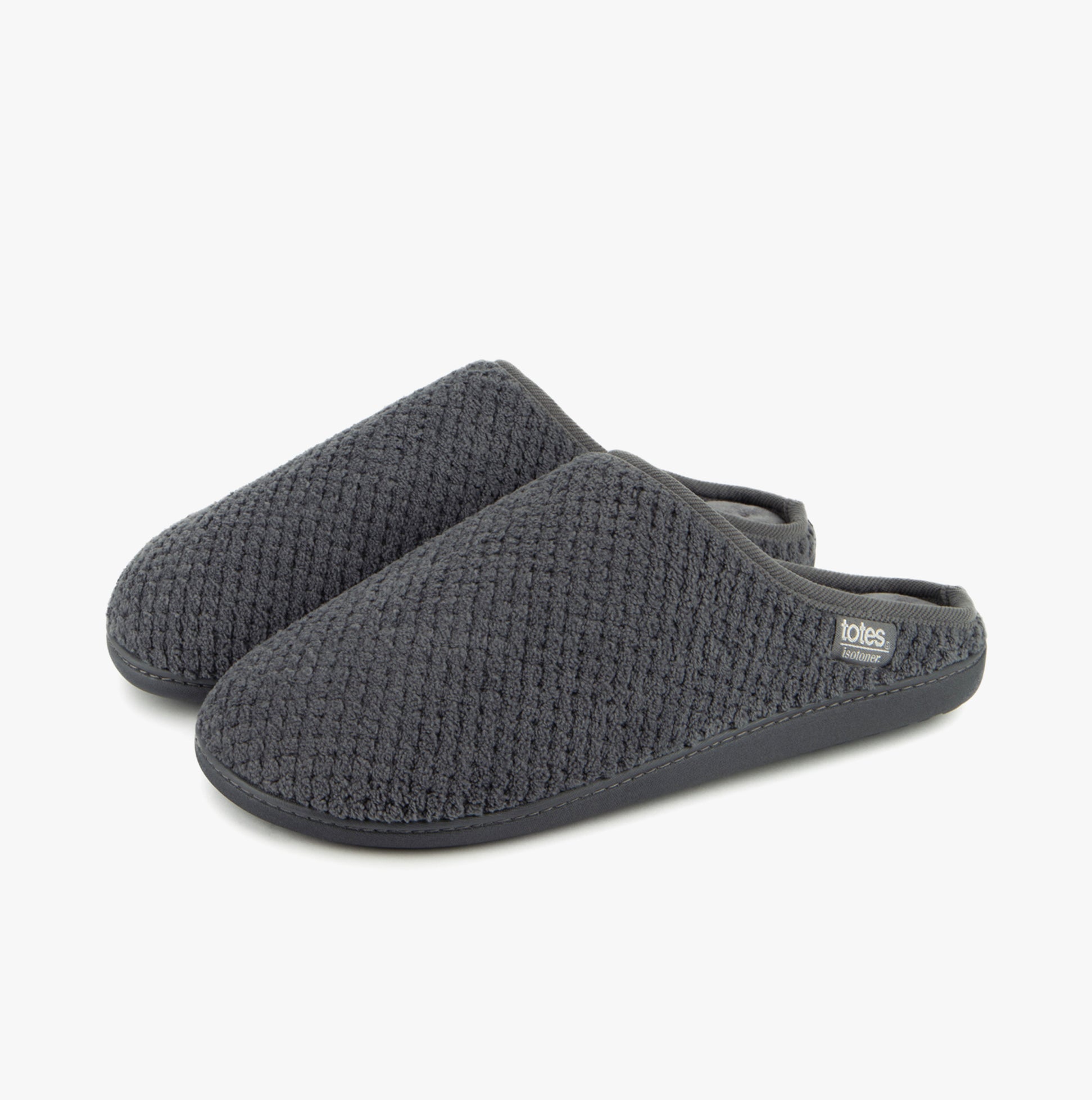Totes Isotoner SWEPT BACK POPCORN MULE Mens Mule Slippers Grey