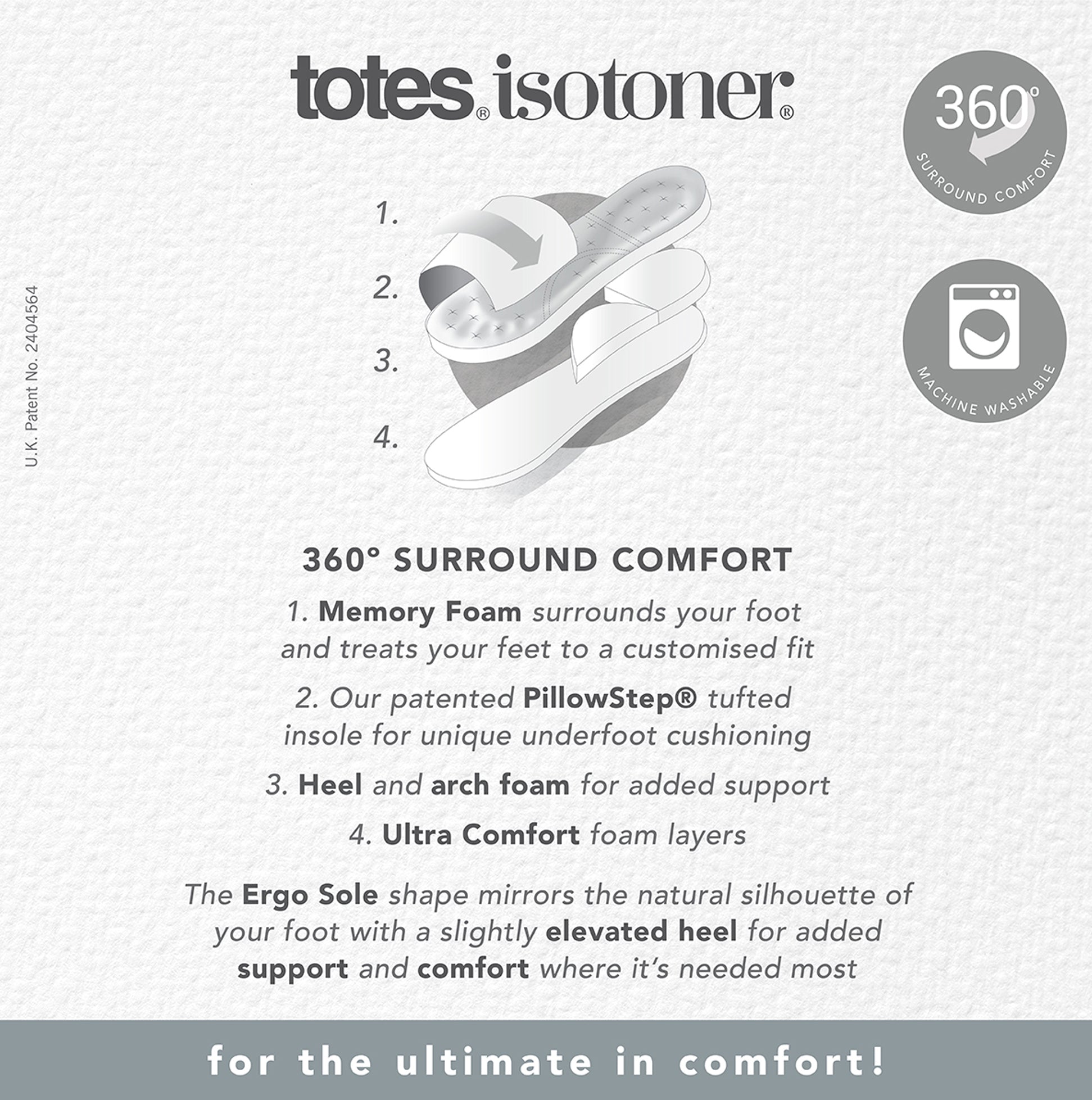 Totes Isotoner SWEPT BACK POPCORN MULE Mens Mule Slippers Grey