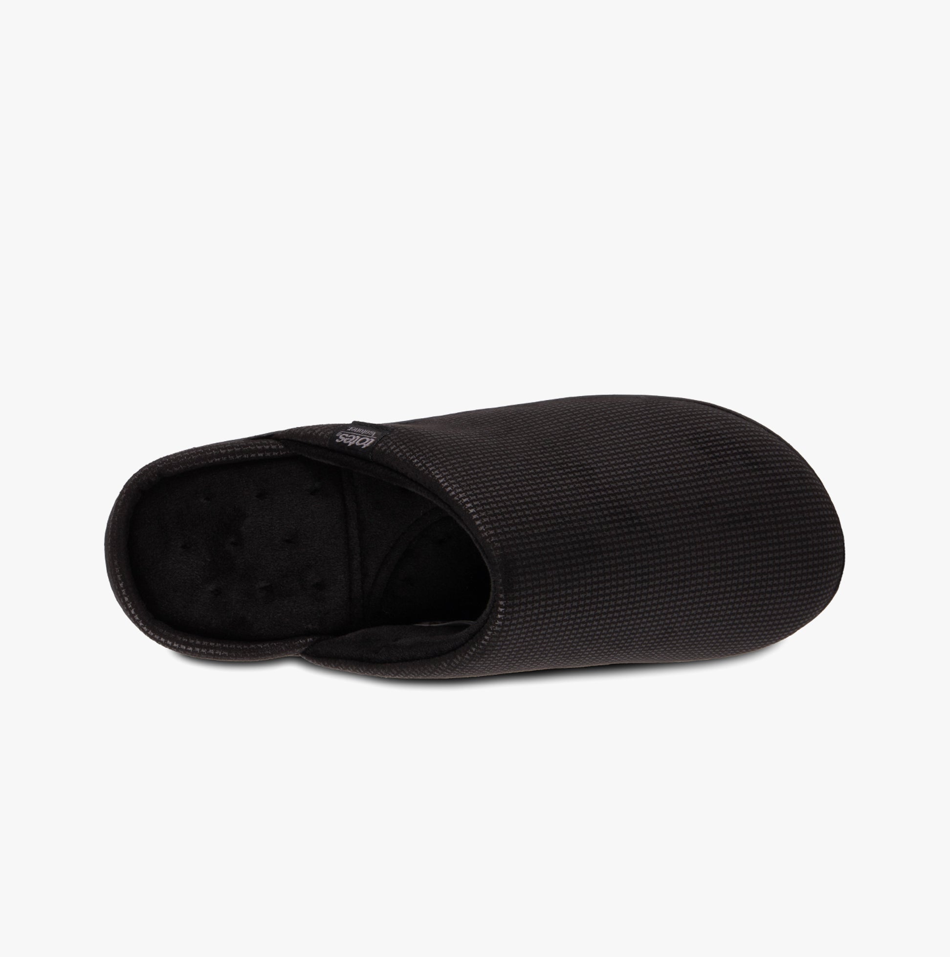 Totes Isotoner SQUARE PATTERNED SMART MULE Mens Mule Slippers Black