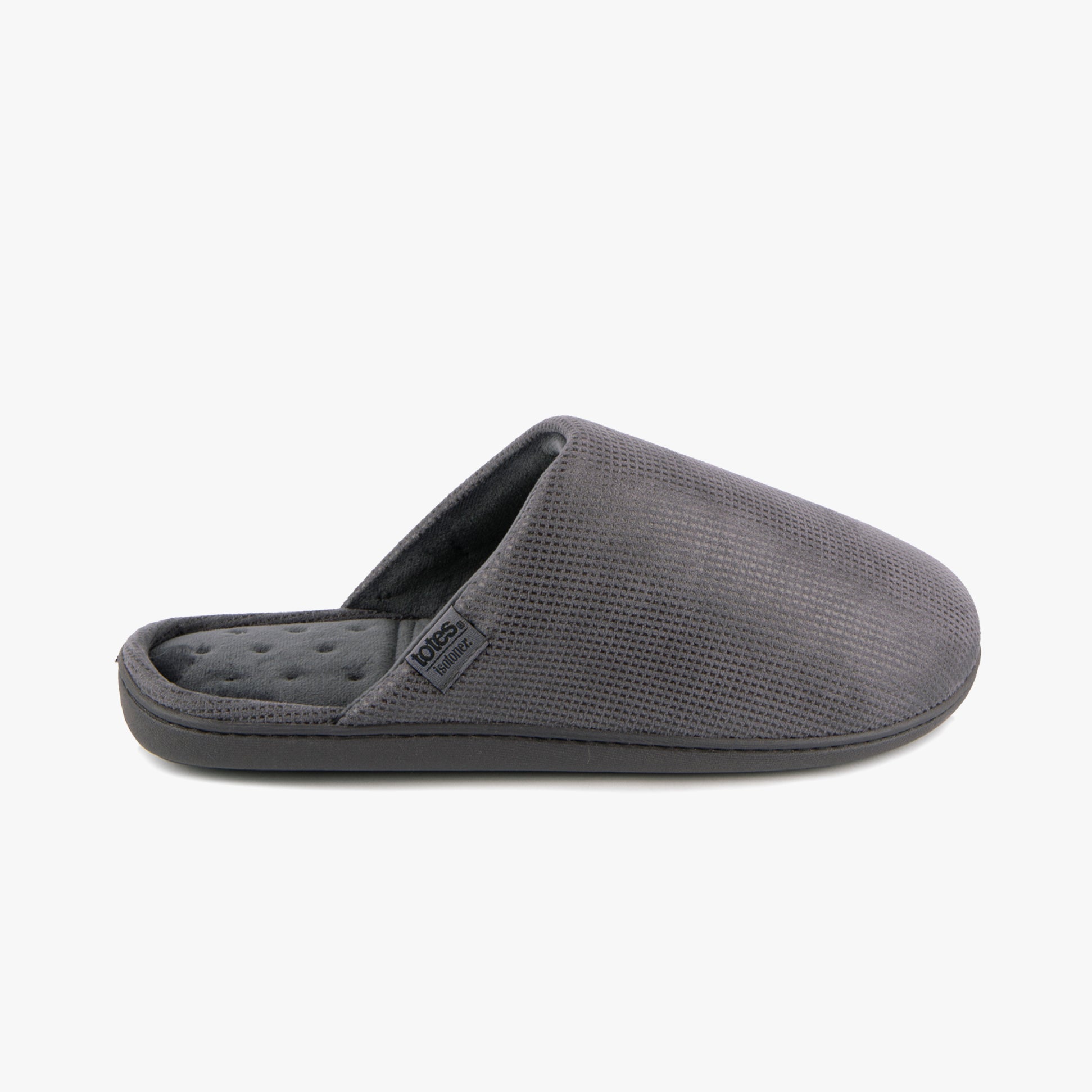 Totes Isotoner SQUARE PATTERNED SMART MULE Mens Mule Slippers Grey