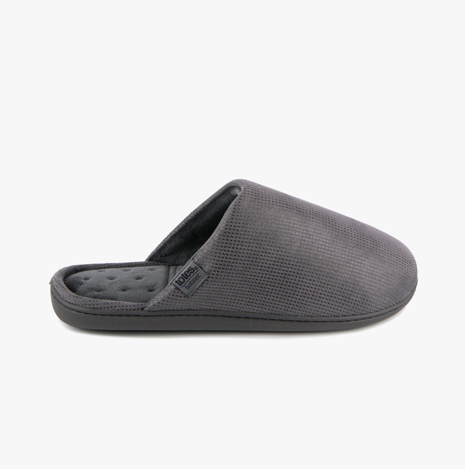 Totes Isotoner SQUARE PATTERNED SMART MULE Mens Mule Slippers Grey