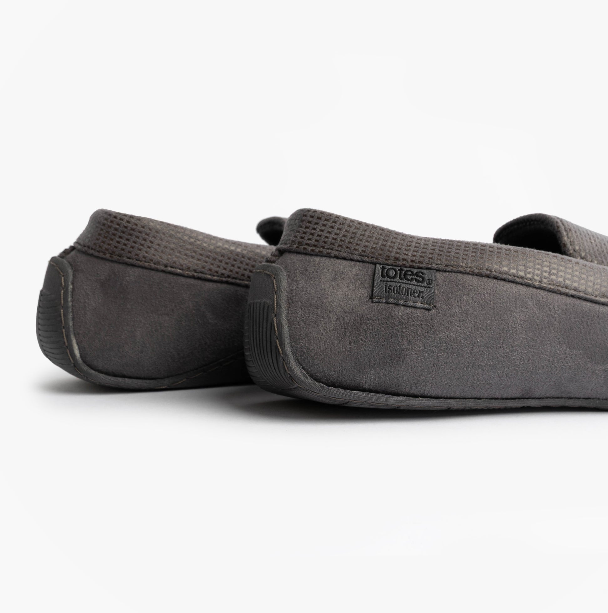 Totes Isotoner SQUARE PATTERNED SMART MOCCASIN Mens Moccasin Slippers Grey