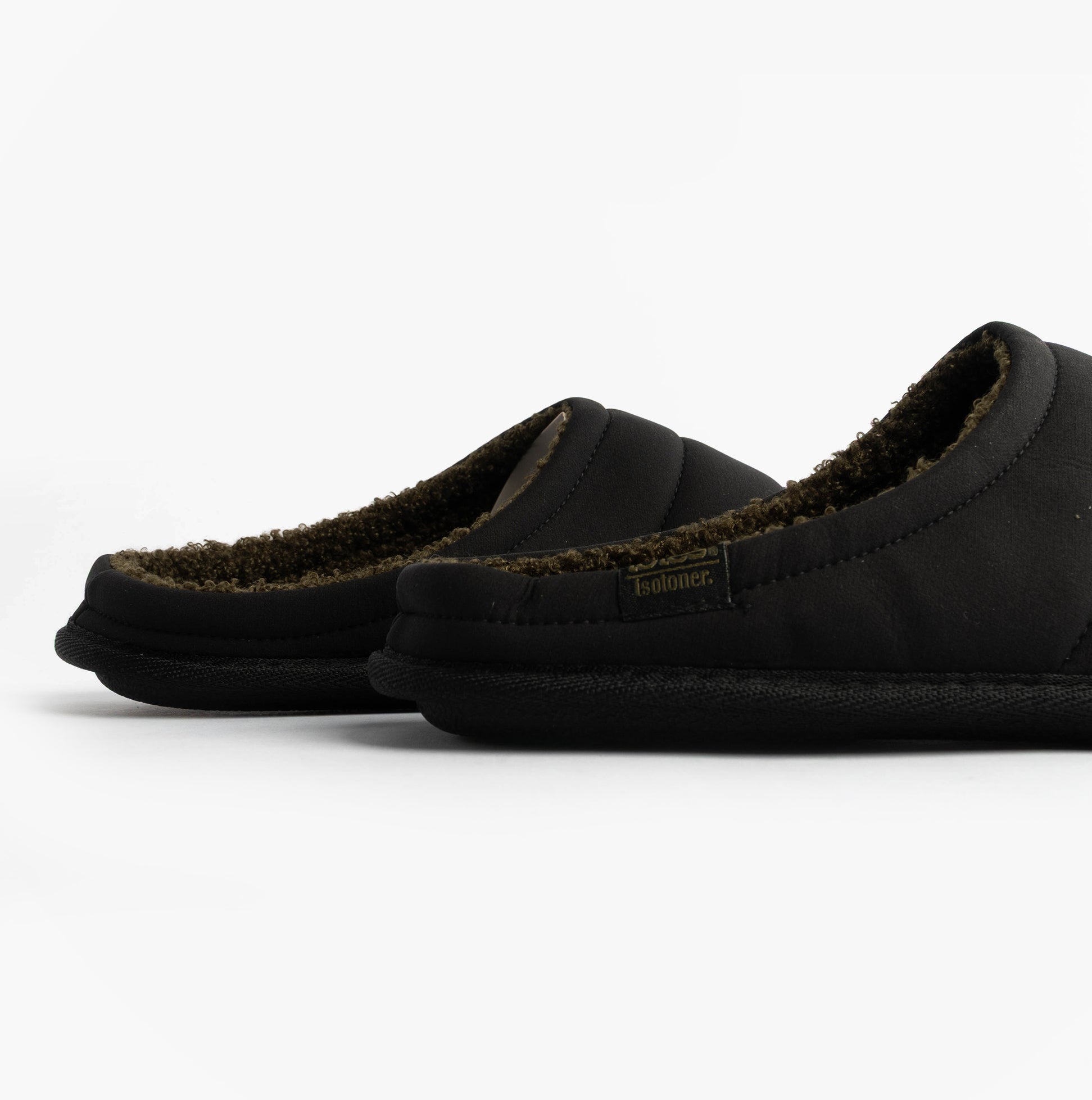 Totes Isotoner SPORT QUILTED MULE WITH COSY LINING Mens Mule Slippers Black