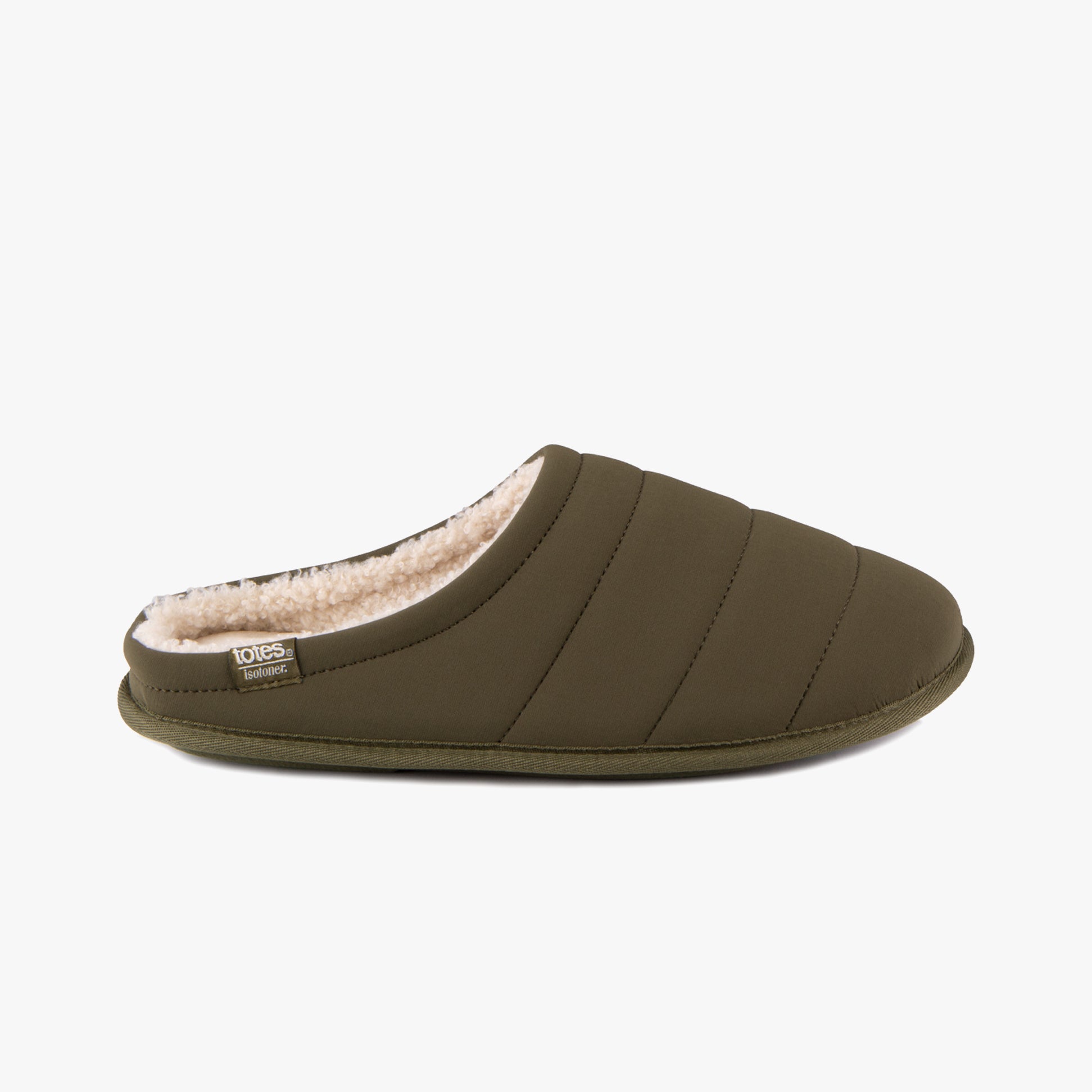 Totes Isotoner SPORT QUILTED MULE WITH COSY LINING Mens Mule Slippers Khaki