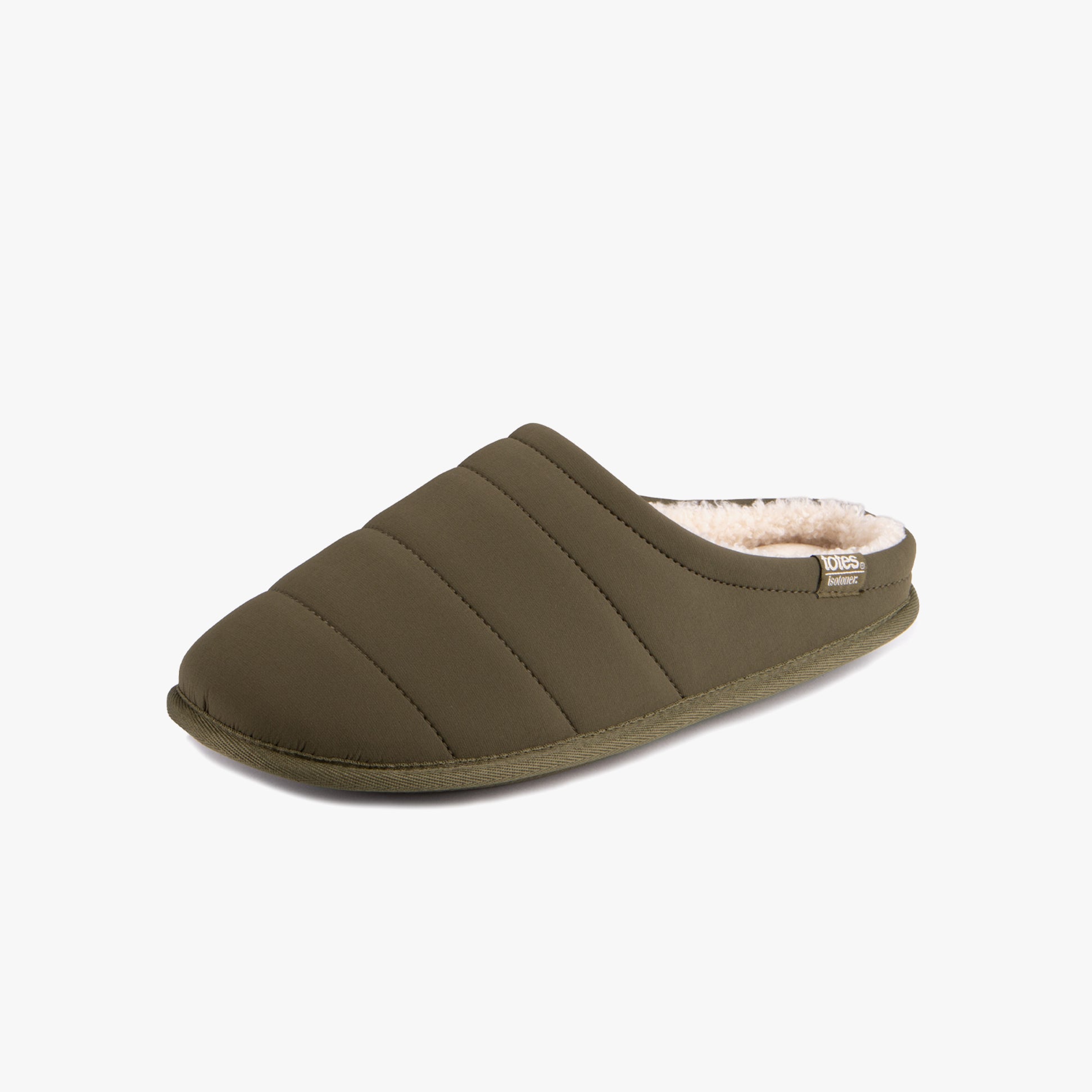 Totes Isotoner SPORT QUILTED MULE WITH COSY LINING Mens Mule Slippers Khaki