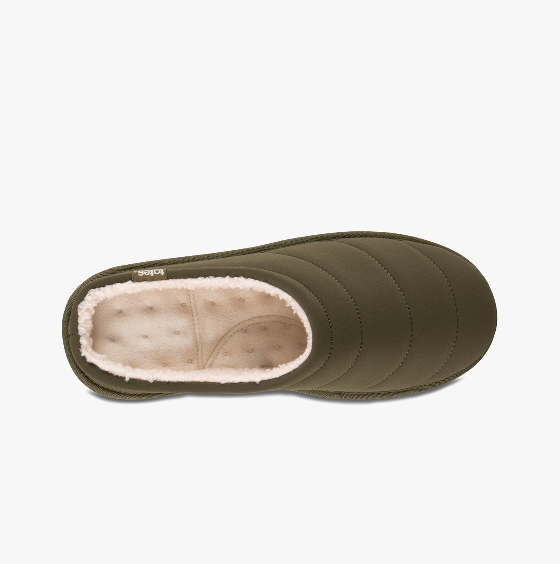 Totes Isotoner SPORT QUILTED MULE WITH COSY LINING Mens Mule Slippers Khaki