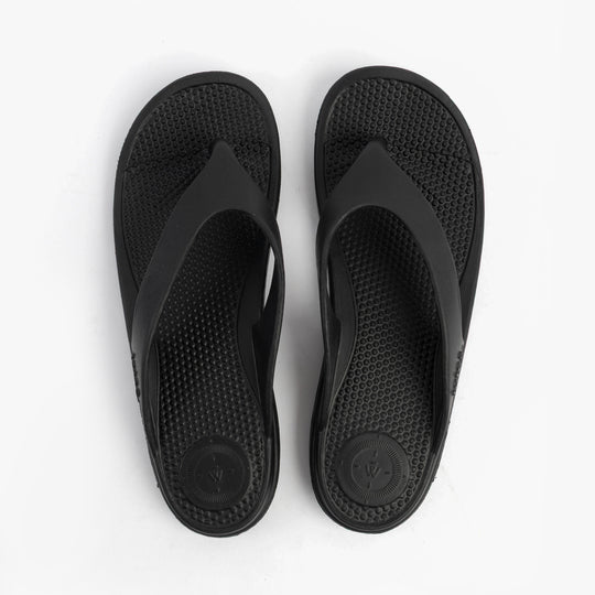 Totes Sol Bounce 0350FBLK Womens Toe Post Sandals Black