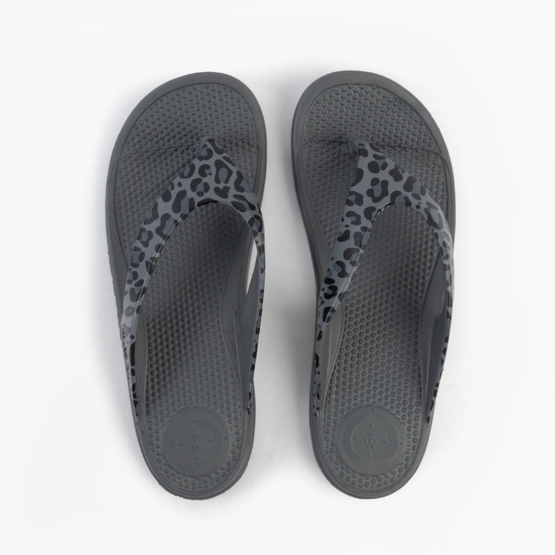 Totes Sol Bounce 0350FGLE Womens Toe Post Sandals Grey Leopard