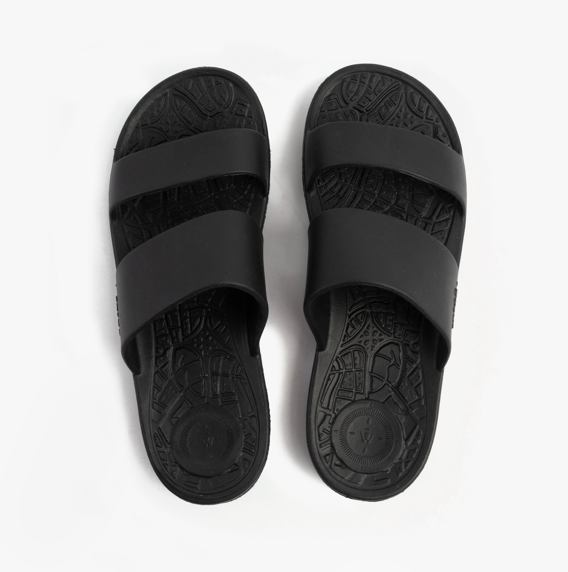 0351FBLK Womens Double Strap Slides Black