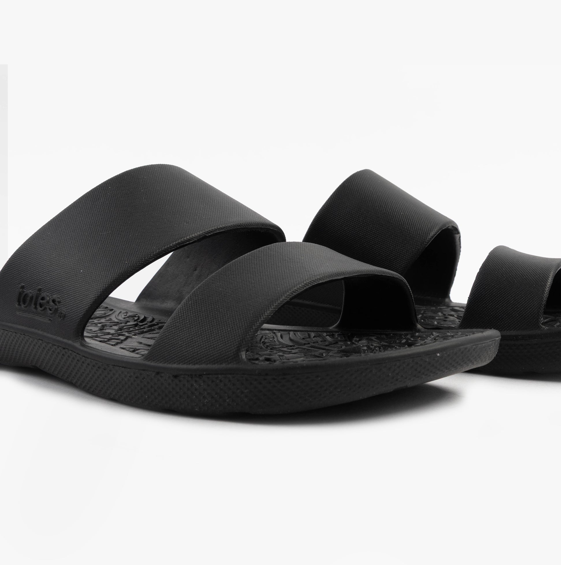 0351FBLK Womens Double Strap Slides Black