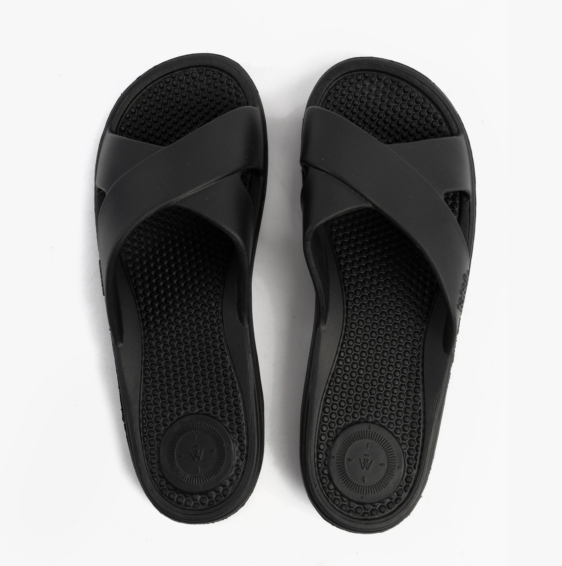 Totes Sol Bounce 0359FBLK Womens Cross Slides Black