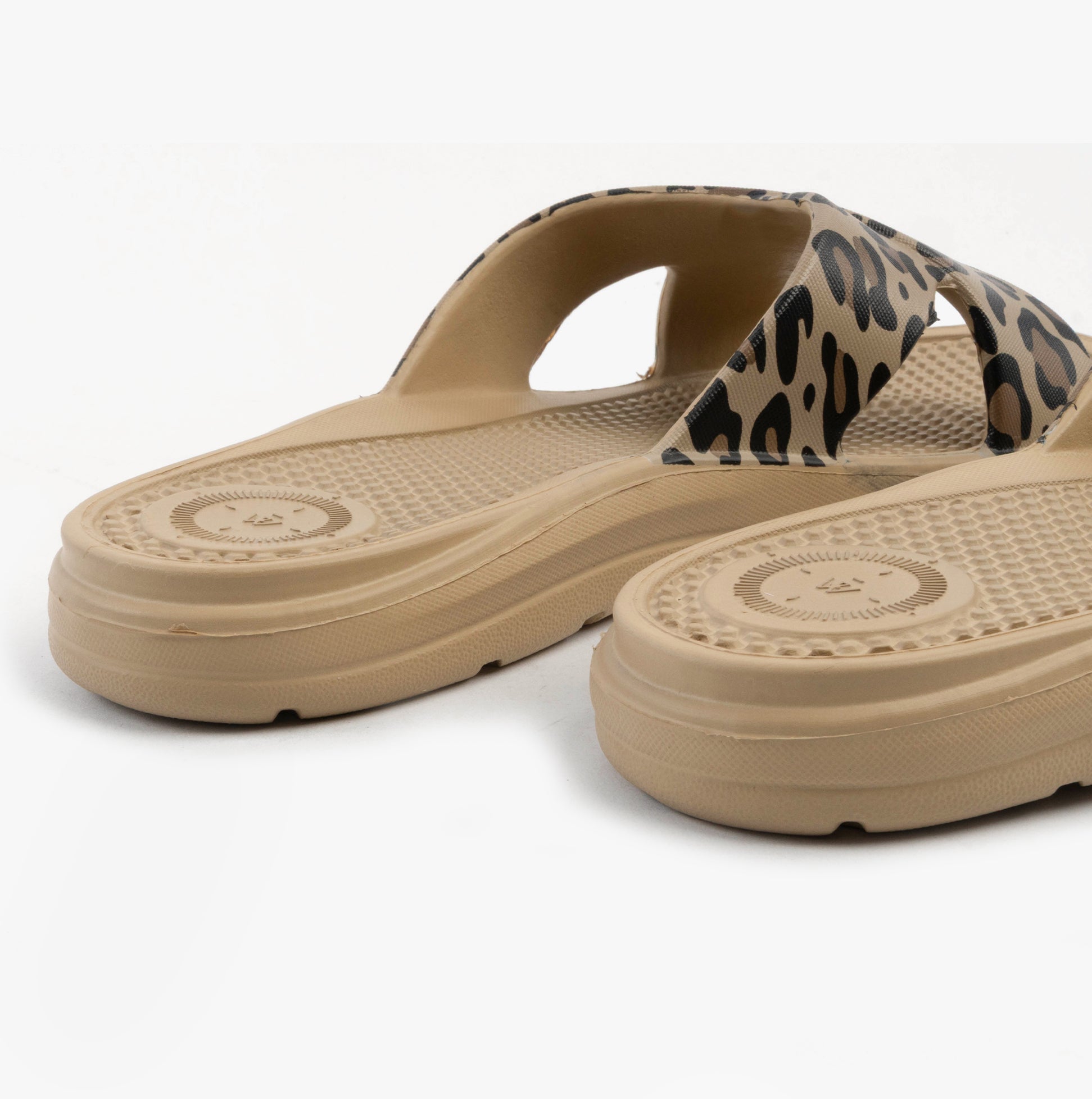 Totes Sol Bounce 0359FLEO Womens Cross Slides Natural Leopard