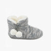Totes Toasties KNITTED BOOT Slippers WITH POM POM Womens Grey
