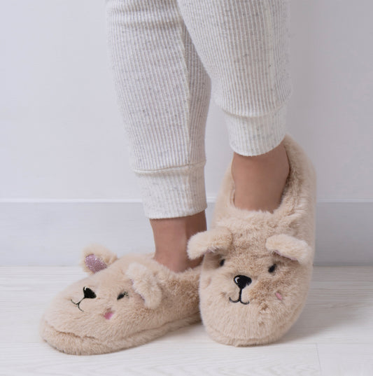 Totes Toasties NOVELTY Full Back Slippers Womens Cream
