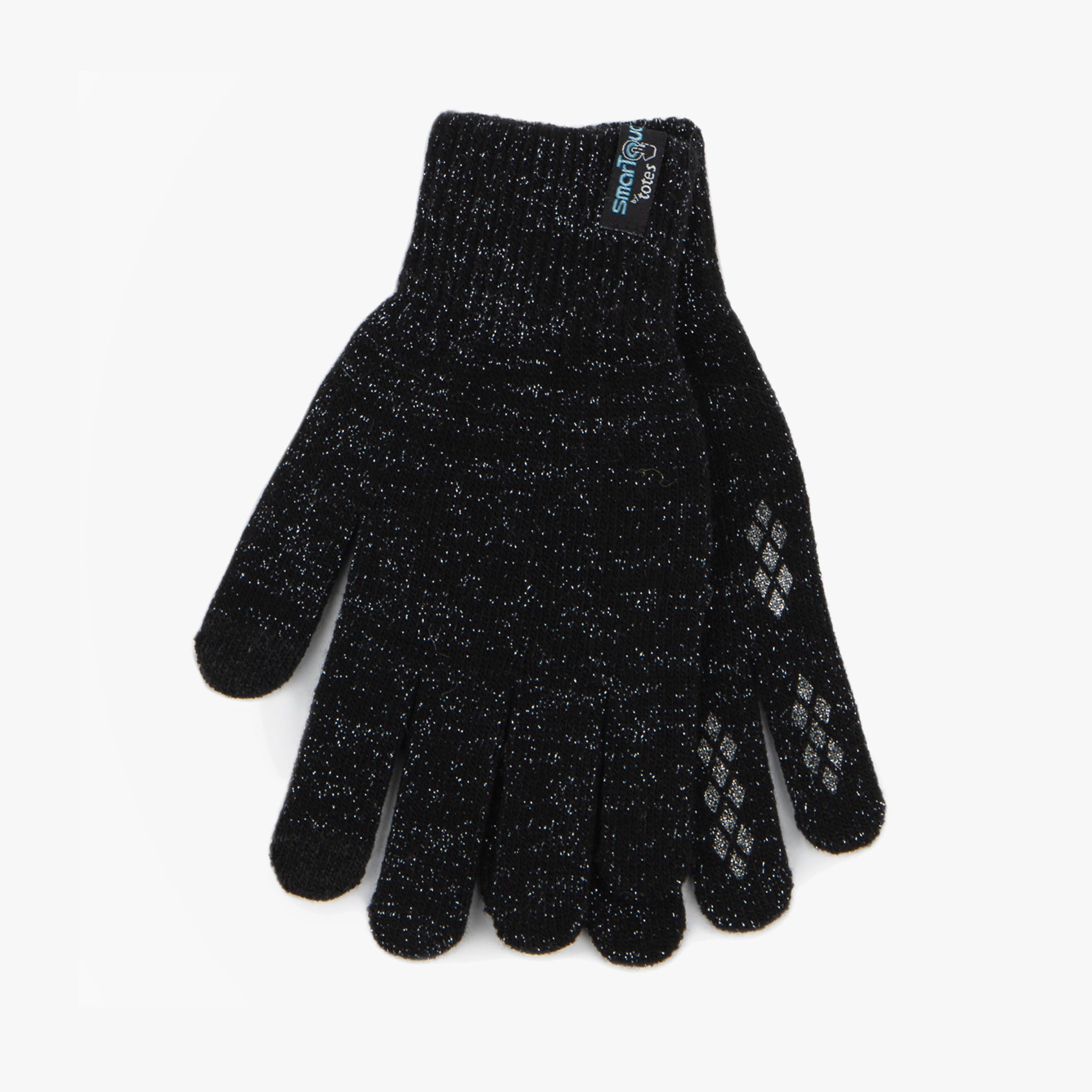 Totes Toasties STRETCH KNITTED SMARTOUCH GLOVES Womens Black Sparkle