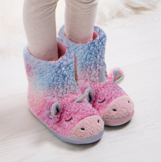 Totes Toasties UNICORN BOOT Slippers Unisex Kids Pink