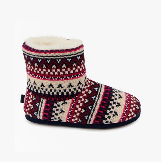 Totes Toasties FAIR ISLE KNIT Womens Boot Slippers Fair Isle