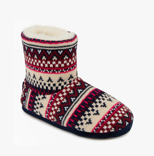 Totes Toasties FAIR ISLE KNIT Womens Boot Slippers Fair Isle