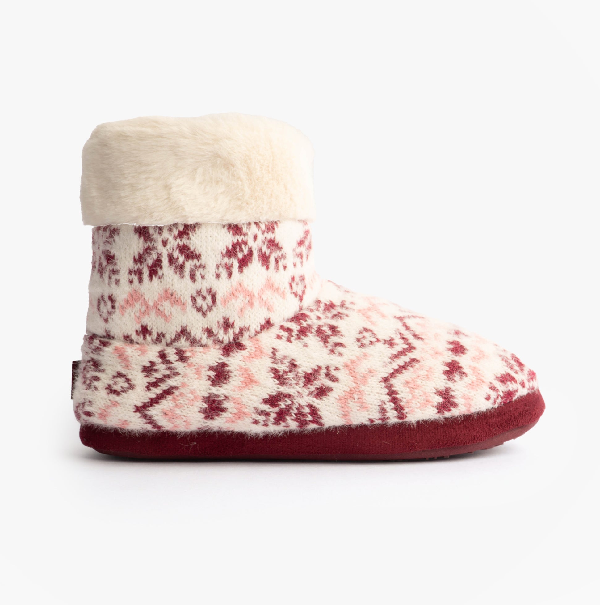 Totes Toasties FAIR ISLE KNIT Boot Slippers Womens Fair Isle