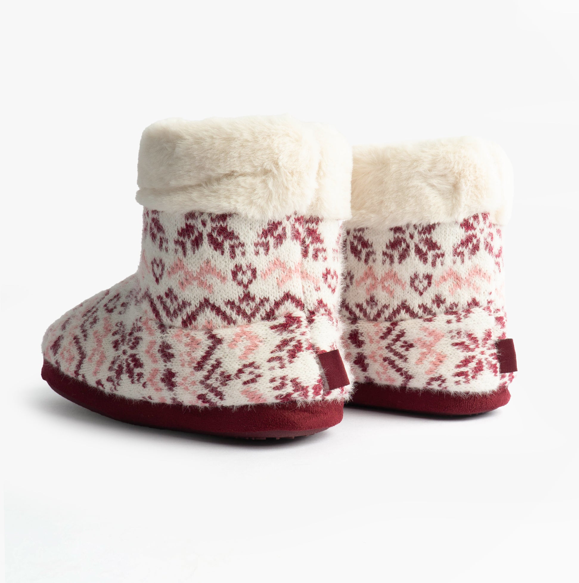 Totes Toasties FAIR ISLE KNIT Boot Slippers Womens Fair Isle
