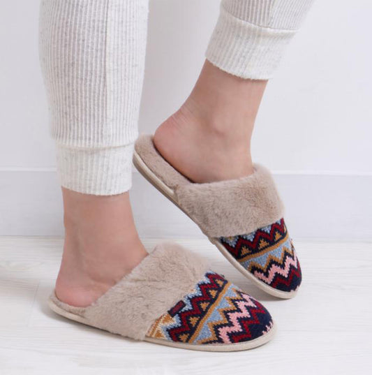Totes Toasties FAIR ISLE KNIT Womens Mule Slippers Fair Isle