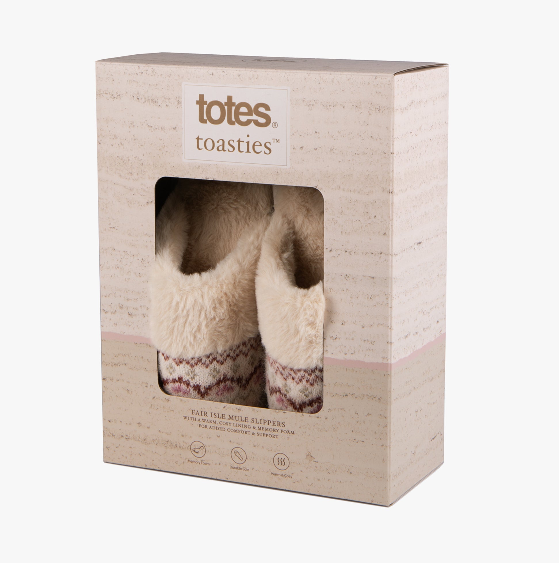 Totes Toasties FAIR ISLE KNIT MULE Slippers Womens Fairisle