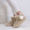 Totes Toasties CABLE BOOT Slippers WITH POM POM Womens Oat