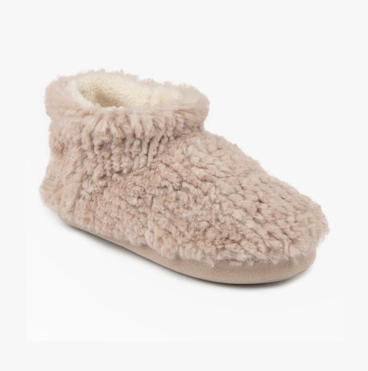 Totes Toasties FAUX FUR SHORT Boot Slippers Womens Oat