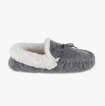 Totes Toasties FELT Womens Moccasin Slippers Grey