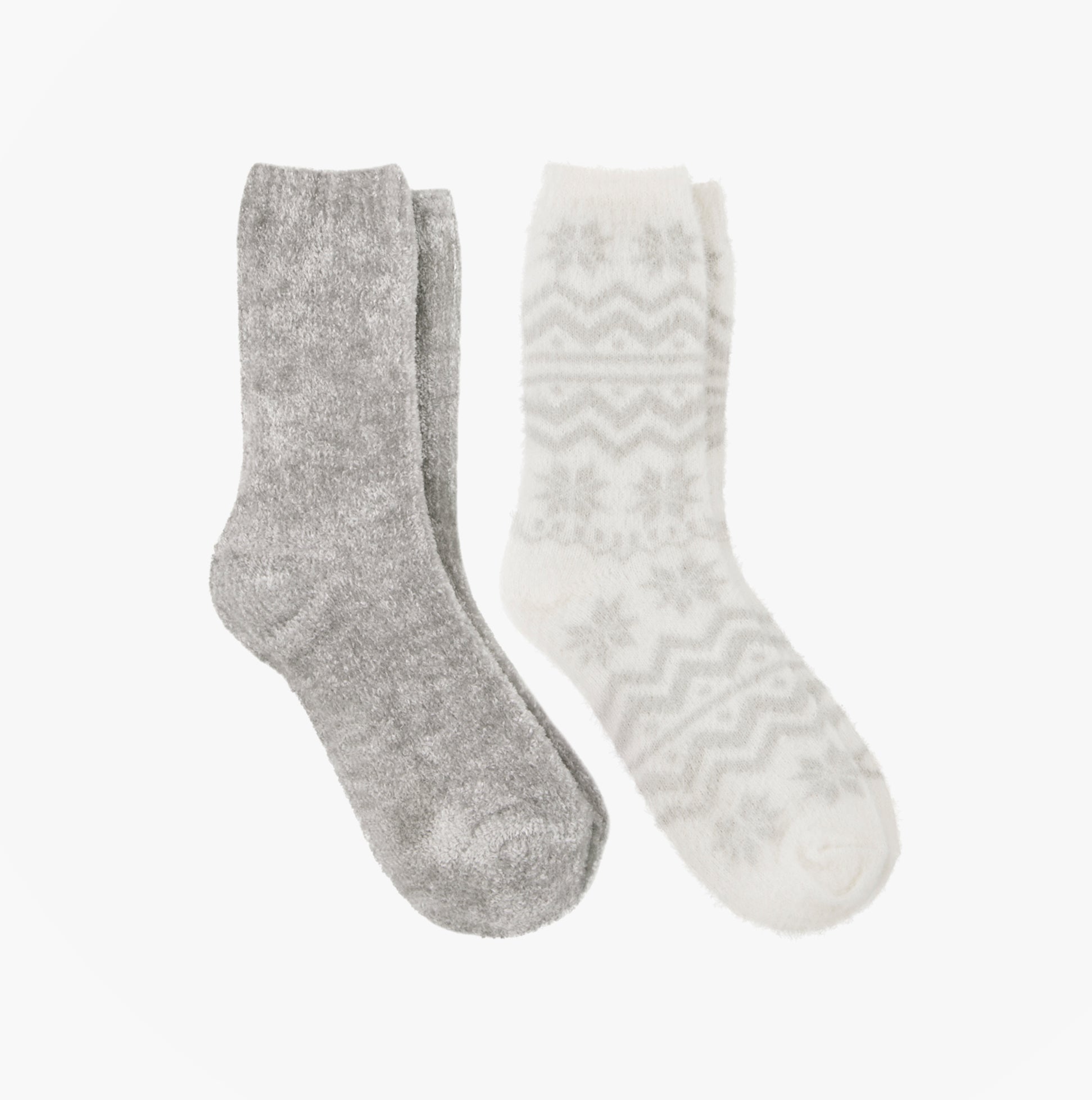 Totes Toasties FAIR ISLE & CHENILLE SUPERSOFT BED SOCKS (Twin Pack) Womens Socks Grey/Fair Isle