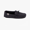 Totes Toasties WOOL BLEND HERRINGBONE Moccasin Slippers Mens Navy