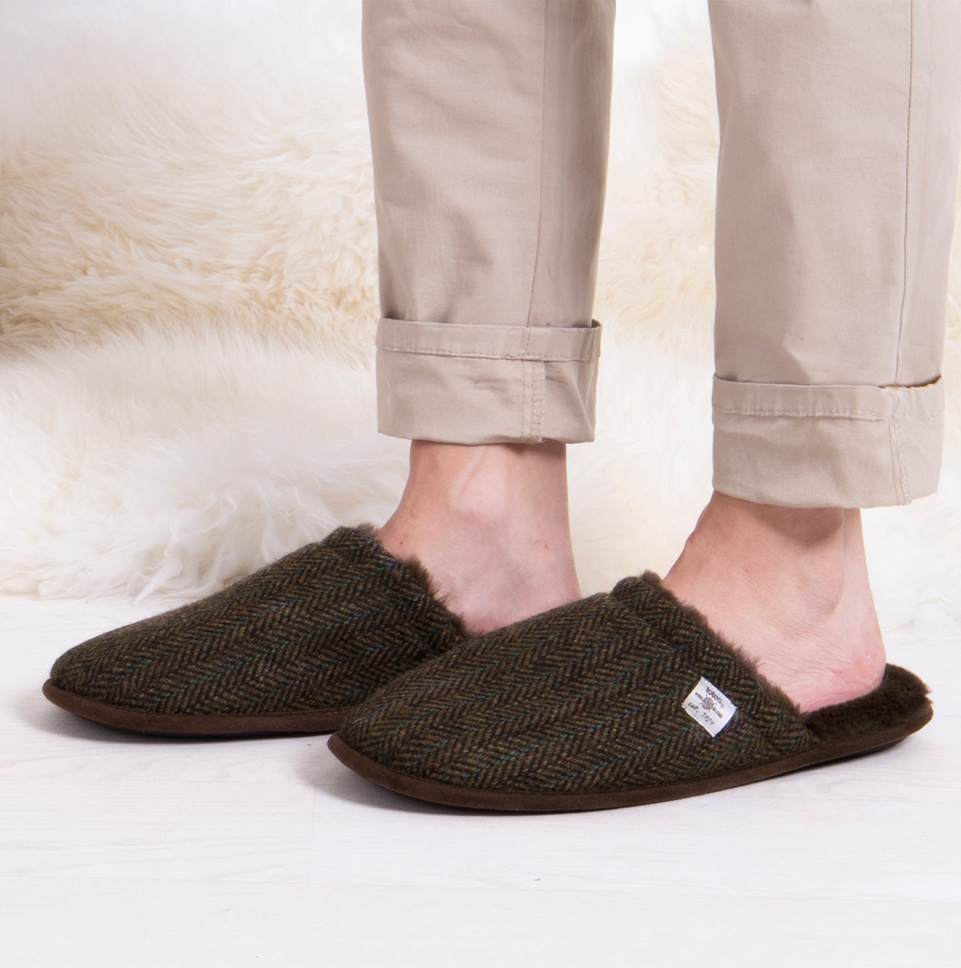 Totes Toasties WOOL MIX MULE Slippers Mens Brown