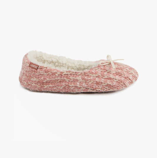 Totes Toasties KNITTED Ballet Slippers Womens Pink