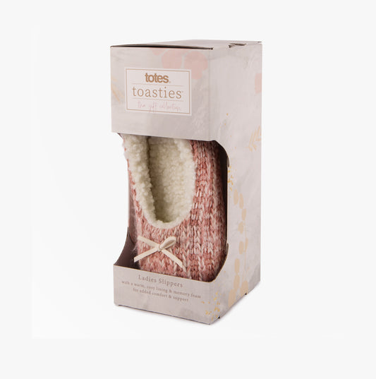 Totes Toasties KNITTED Ballet Slippers Womens Pink