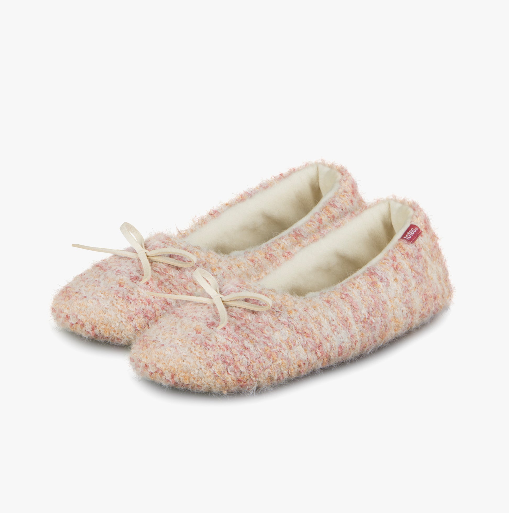 Totes Toasties KNITTED BALLET Slippers Womens Pink