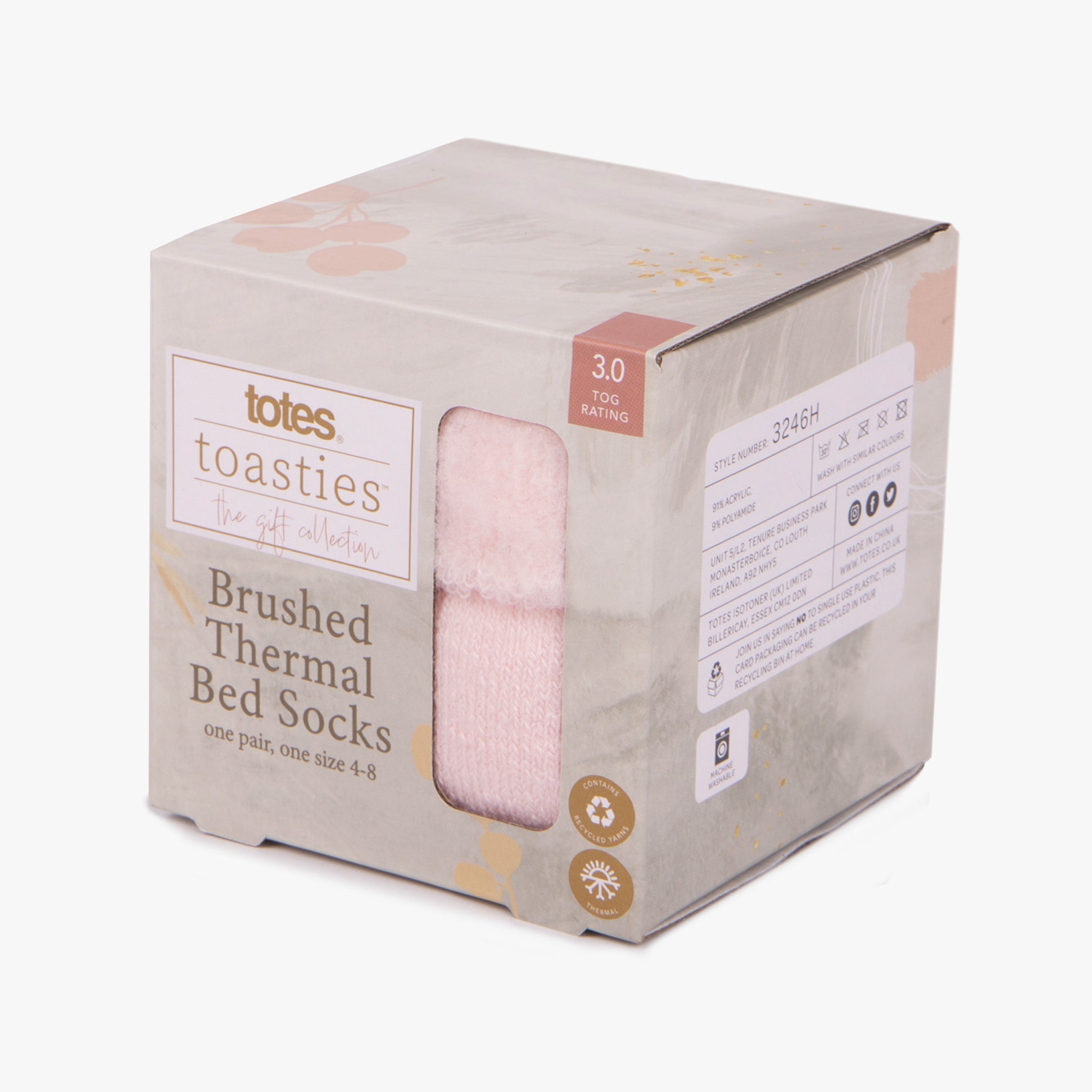 Totes Toasties THERMAL BRUSHED BED SOCK Womens Socks Pink