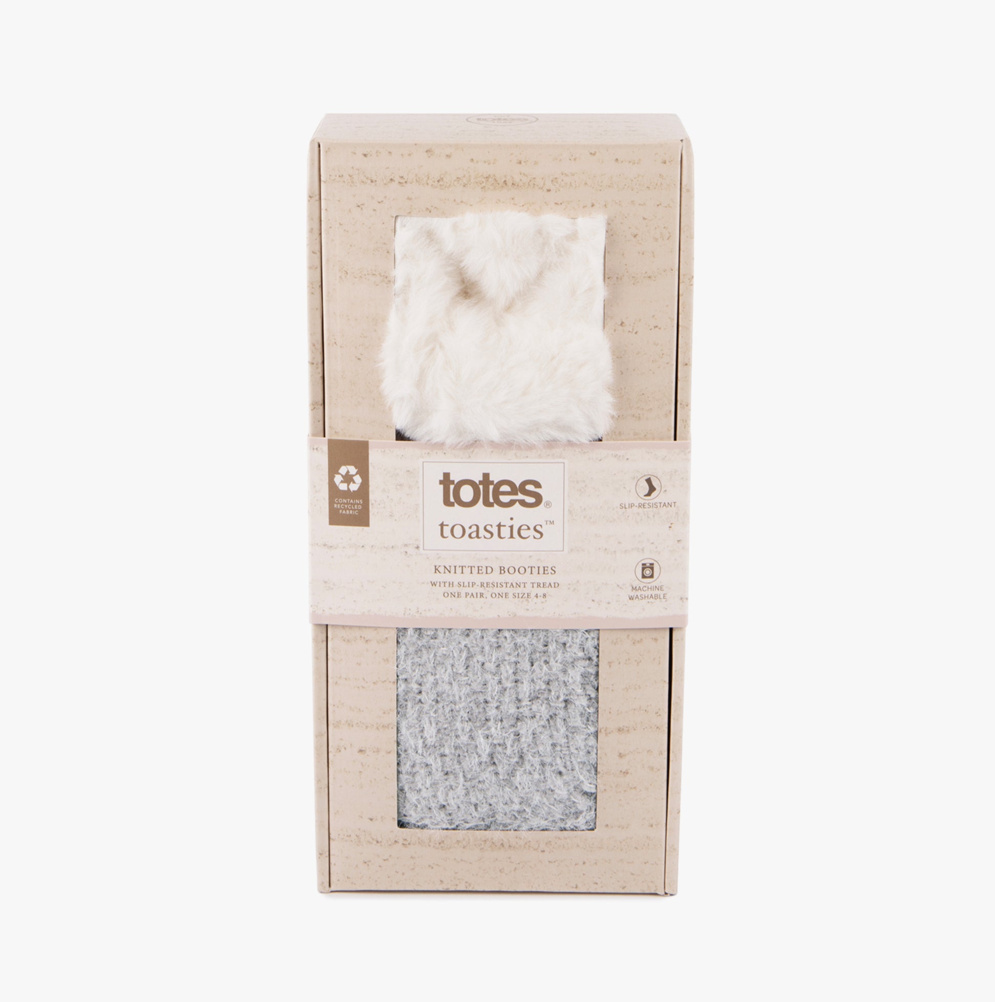 Totes Toasties KNITTED TEXTURED BOOTIES Womens Grey