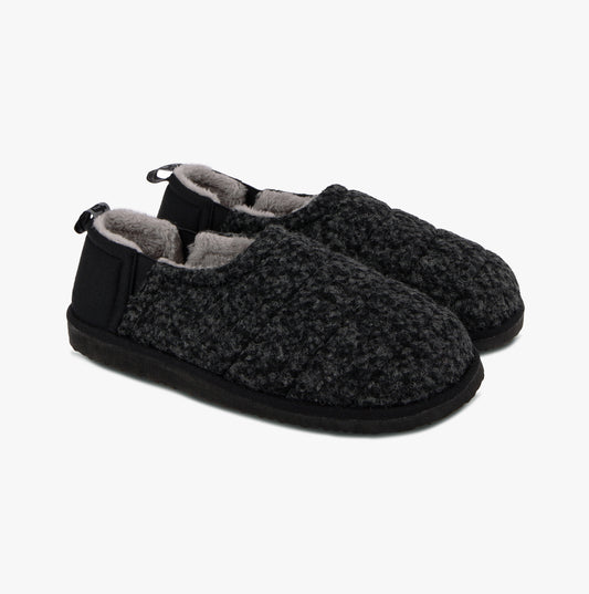 Totes Toasties QUILTED Full Back Slippers Mens Black
