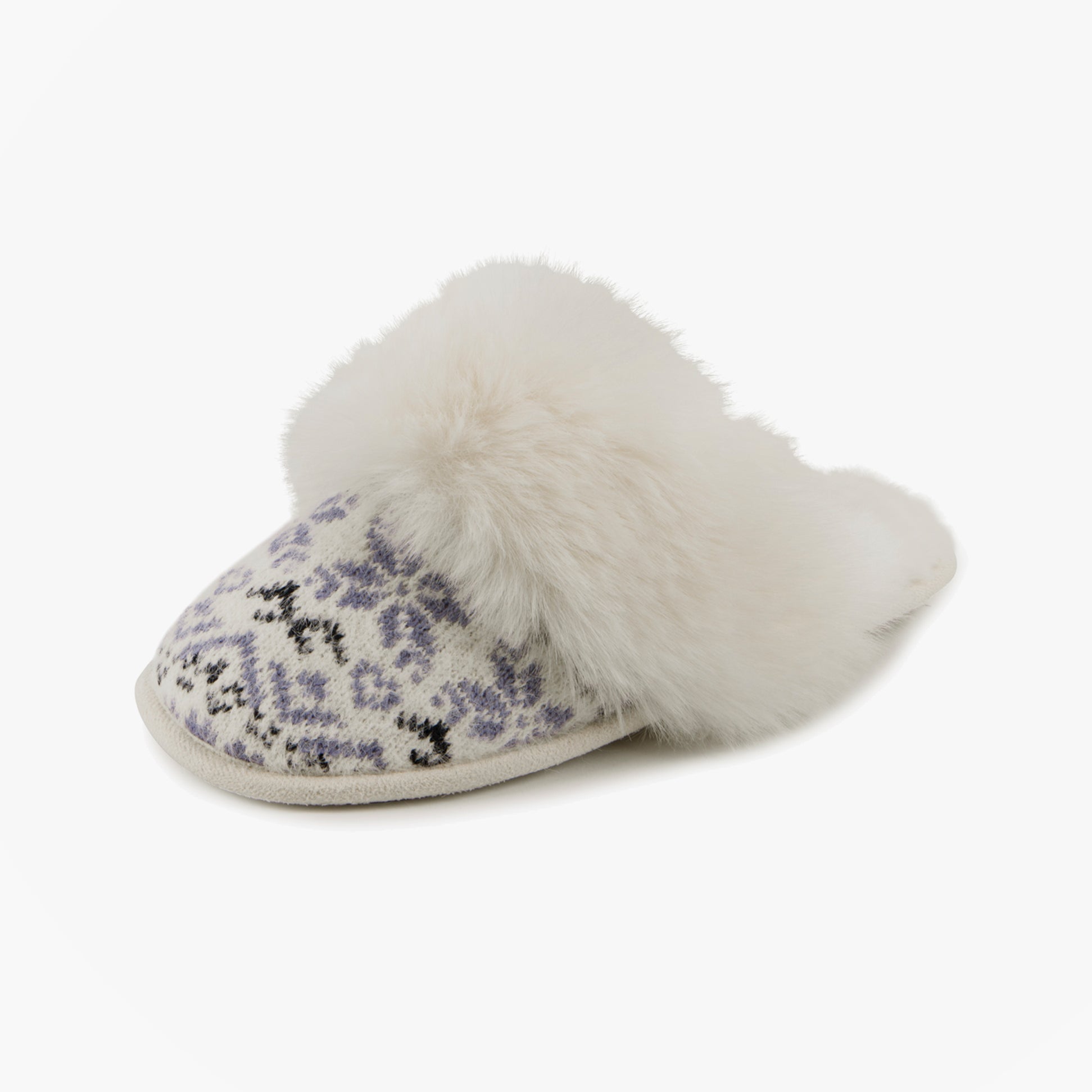 Totes Toasties FAIR ISLE KNIT Mule Slippers Womens Blue