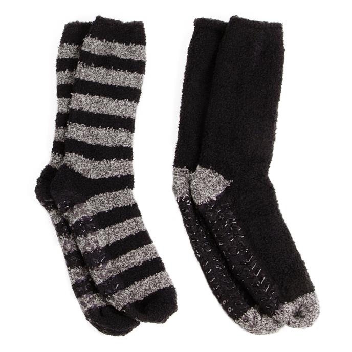 Totes Toasties SUPER Mens Socks Grey/Black