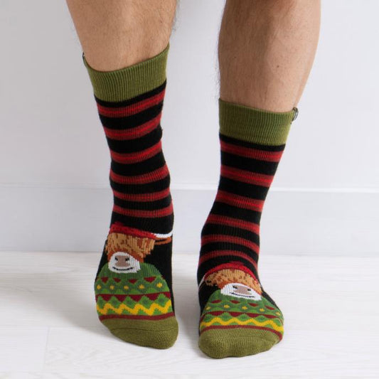 Totes Toasties Original Slipper Socks Mens Socks Highland Cow