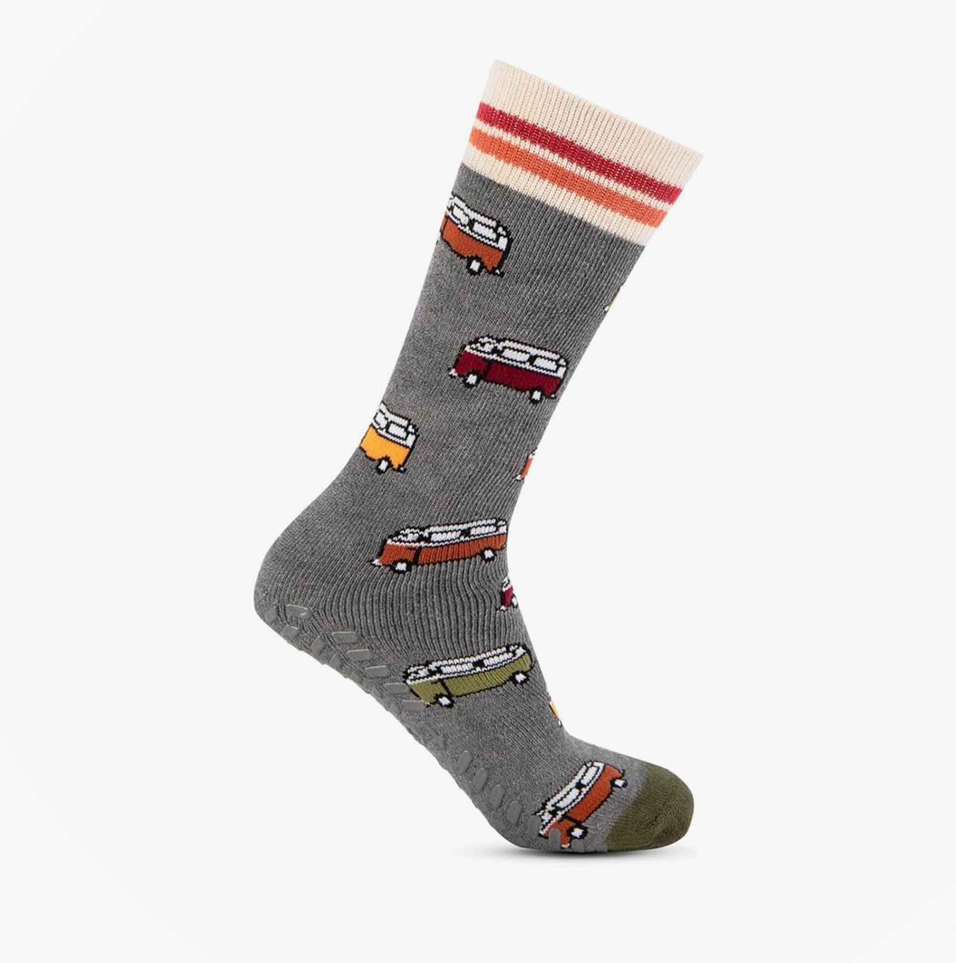 Totes Toasties ORIGINAL SLIPPER SOCKS (TWIN PACK) Mens Socks Campervan / Stripe