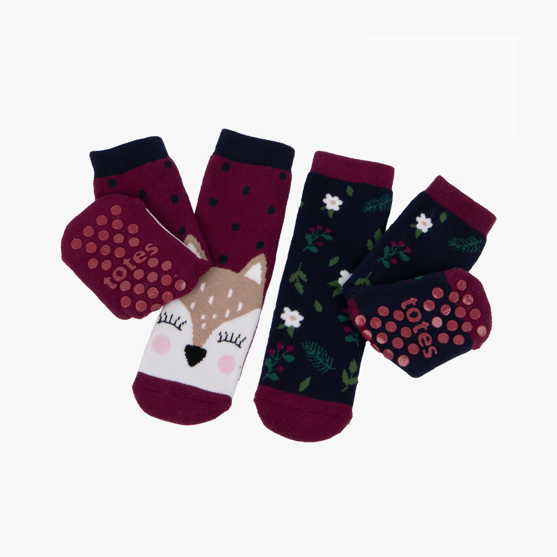 Totes Toasties ORIGINAL Slipper Socks  (Twin Pack) Unisex Kids Socks Deer