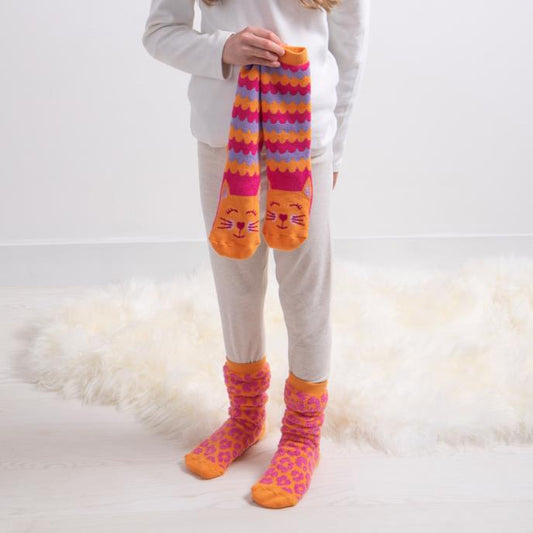 Totes Toasties ORIGINAL Slipper Socks  (Twin Pack) Unisex Kids Socks Cat