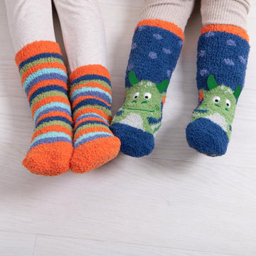 Totes Toasties SUPER SOFT Slipper Socks  (Twin Pack) Unisex Kids Socks Dragon