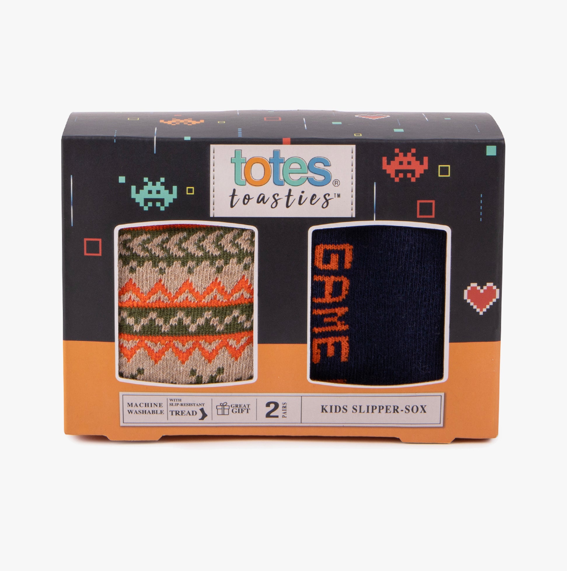 Totes Toasties ORIGINAL Slipper Socks (Twin Pack) Unisex Kids Socks Game